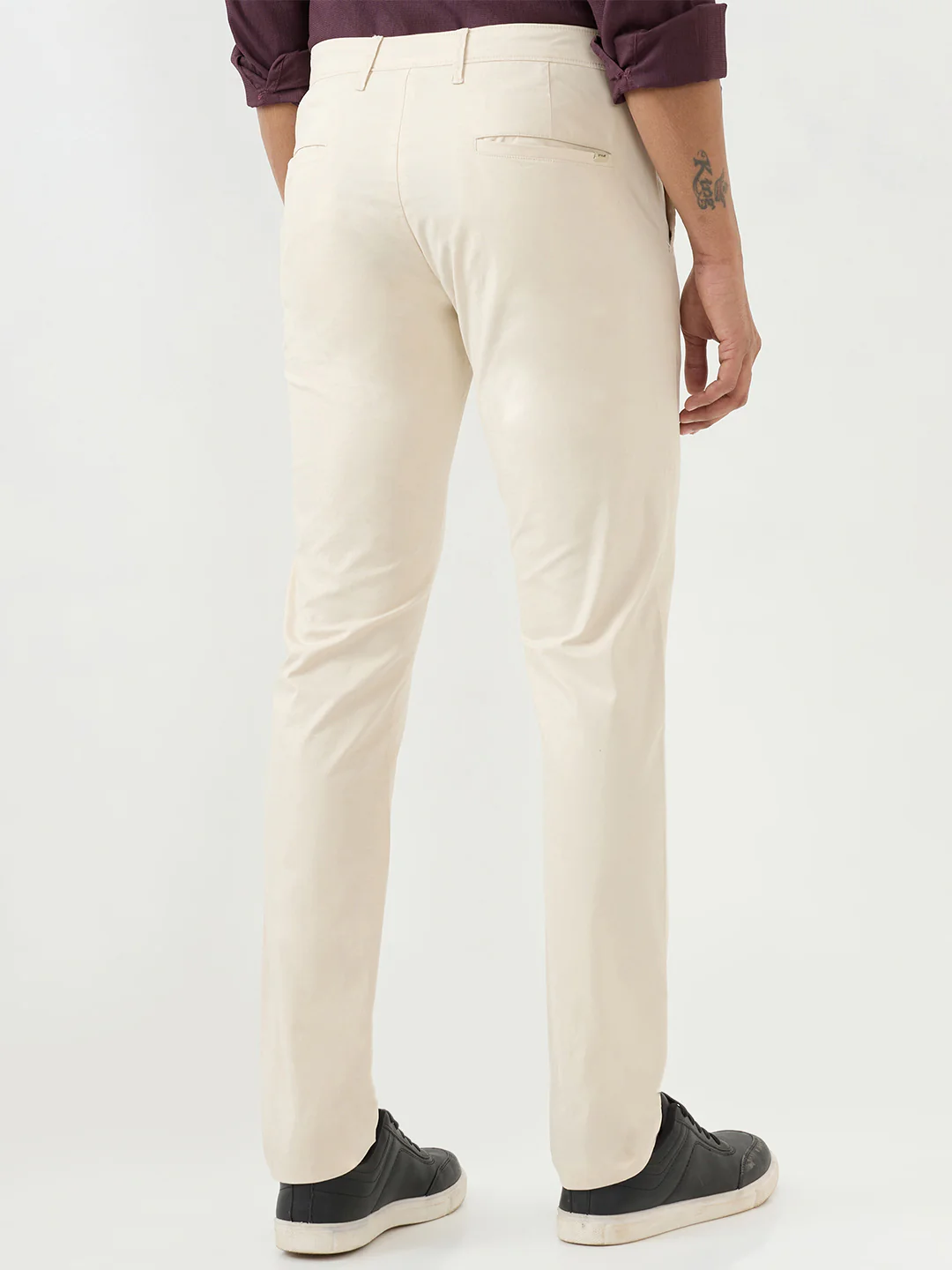 Men Trouser Beige Mid Rise - Image 4