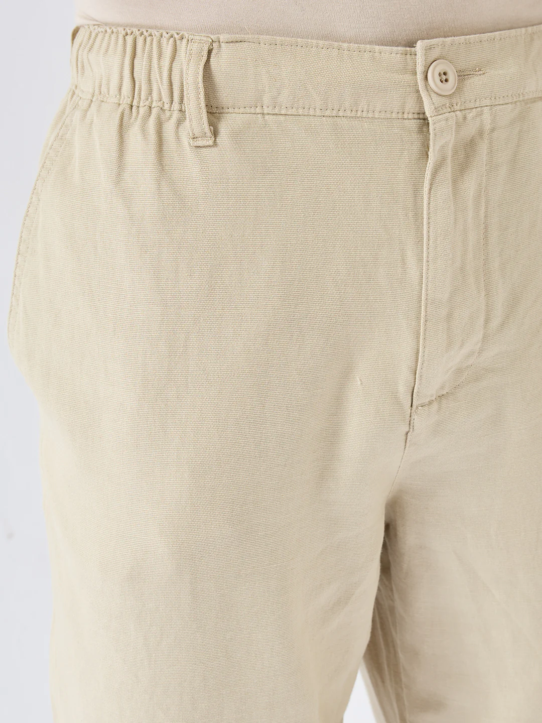 Men Trouser Relaxed Fit Beige Mid Rise - Image 7