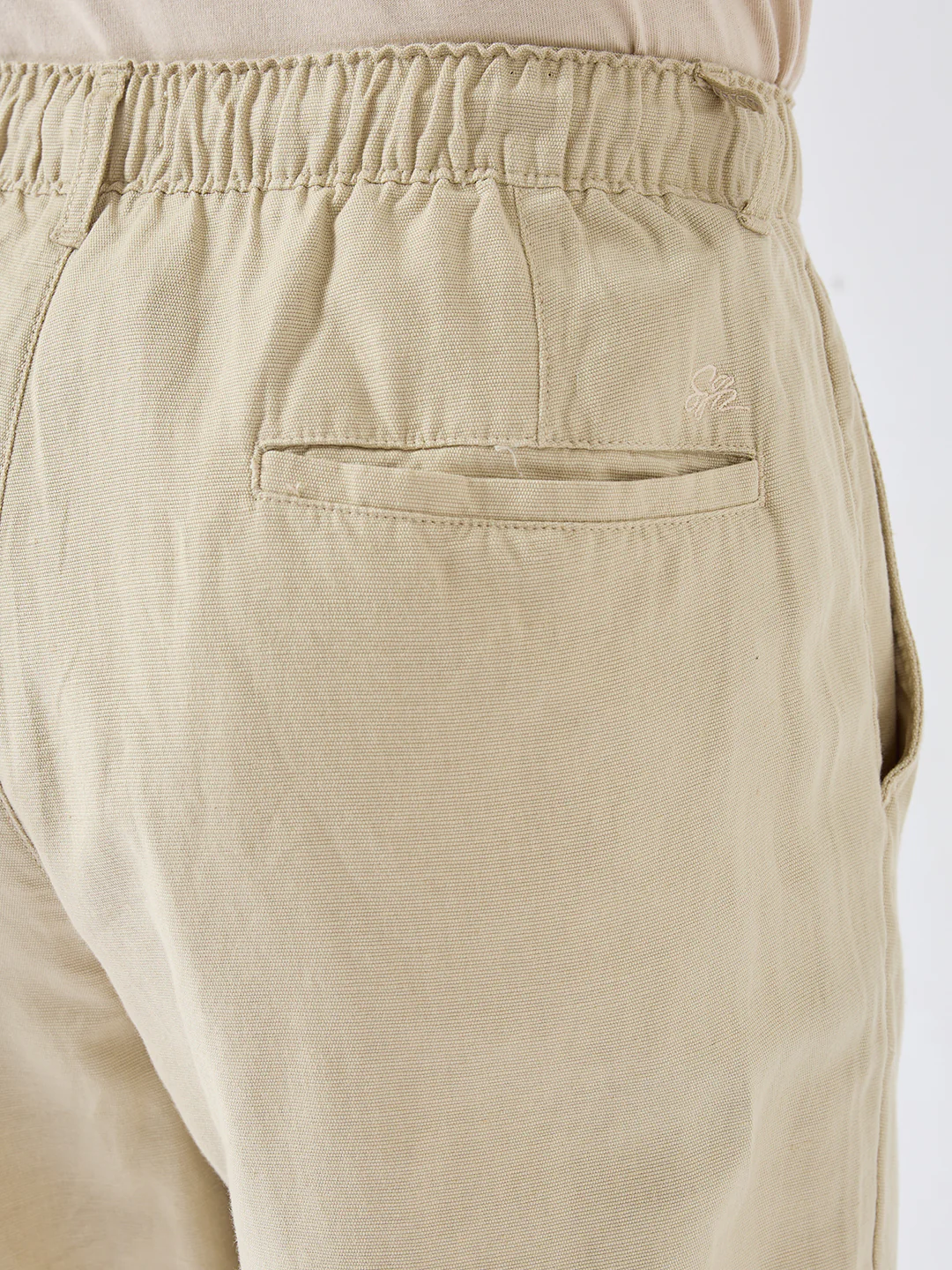 Men Trouser Relaxed Fit Beige Mid Rise - Image 8