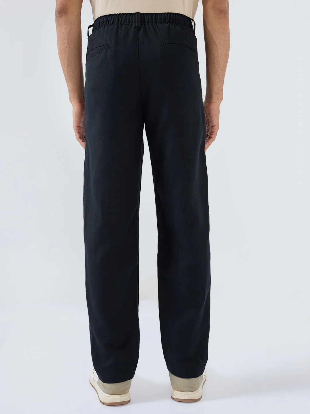 Men Trouser Relaxed Fit Black Mid Rise - Image 5