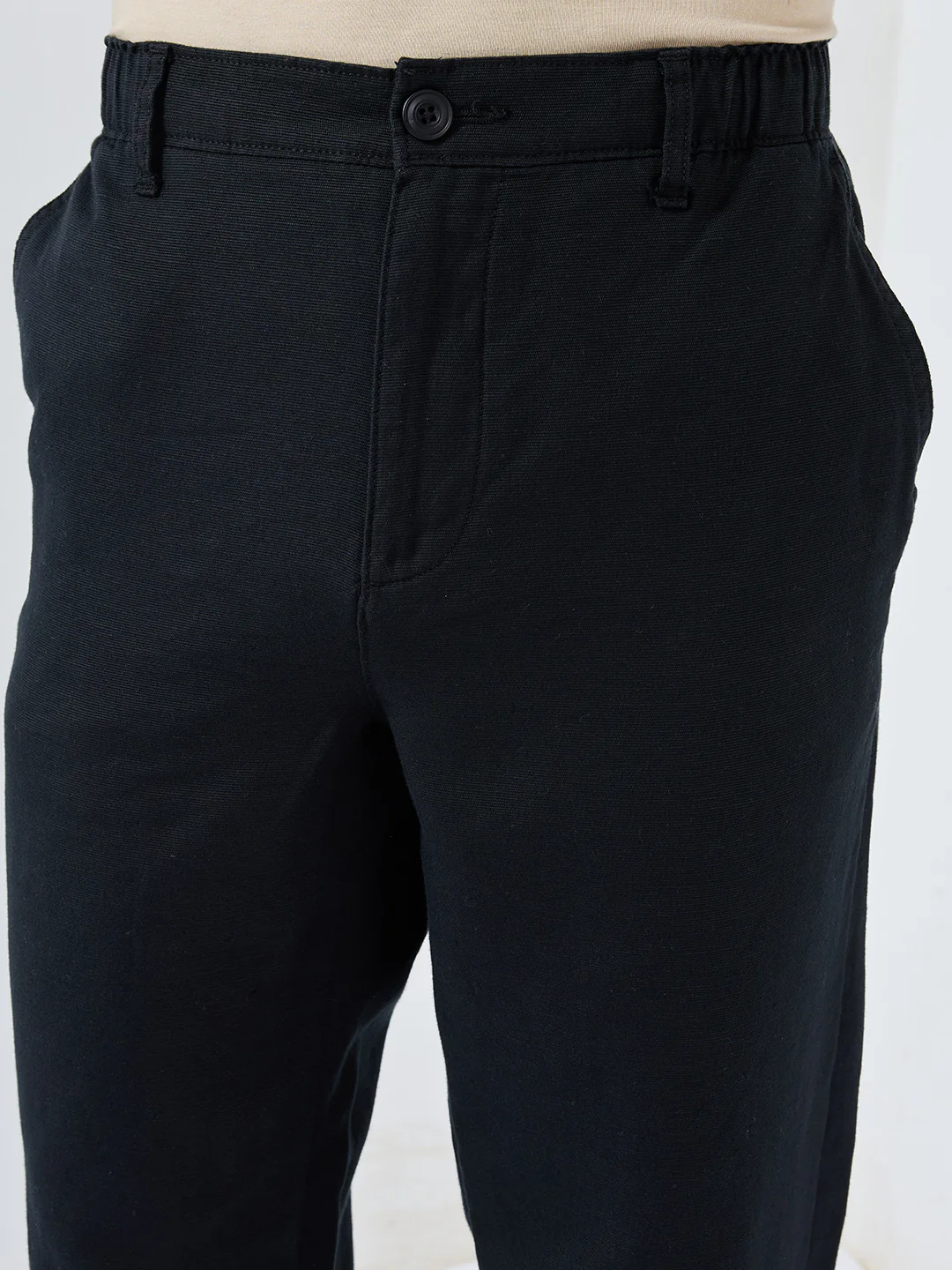 Men Trouser Relaxed Fit Black Mid Rise - Image 6