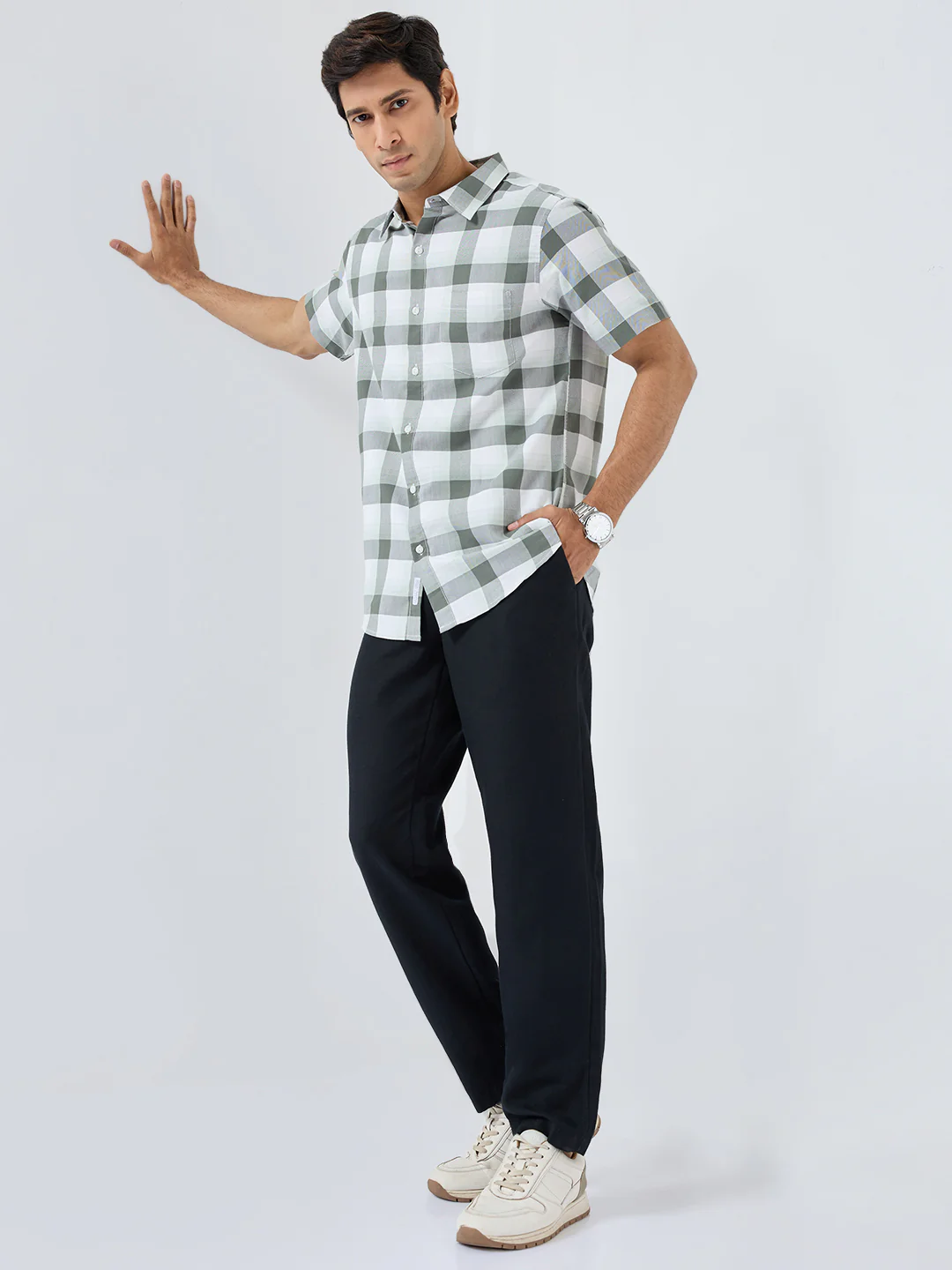 Men Trouser Relaxed Fit Black Mid Rise - Image 7