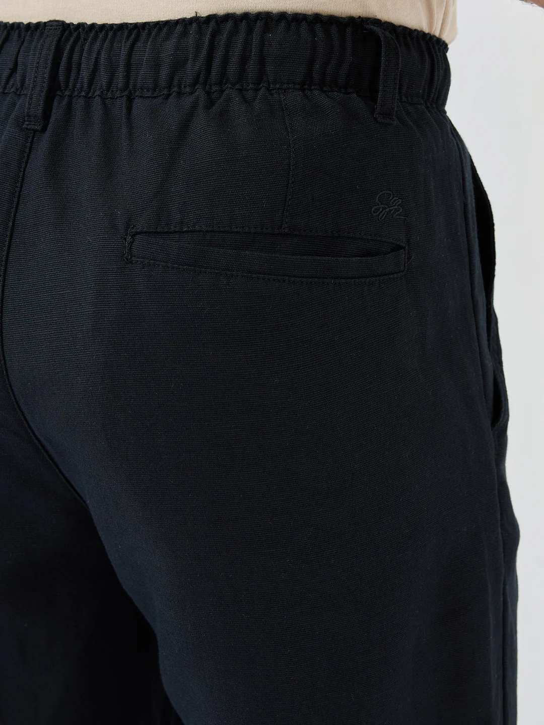 Men Trouser Relaxed Fit Black Mid Rise - Image 8