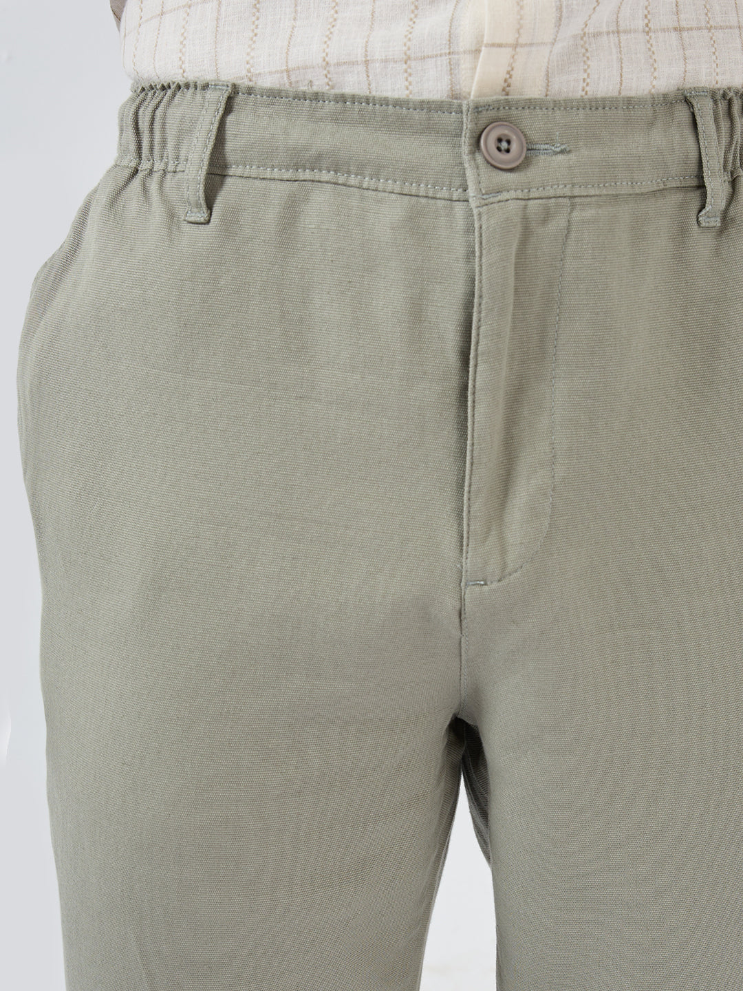 Men Trouser Relaxed Fit Olive Mid Rise - Image 6