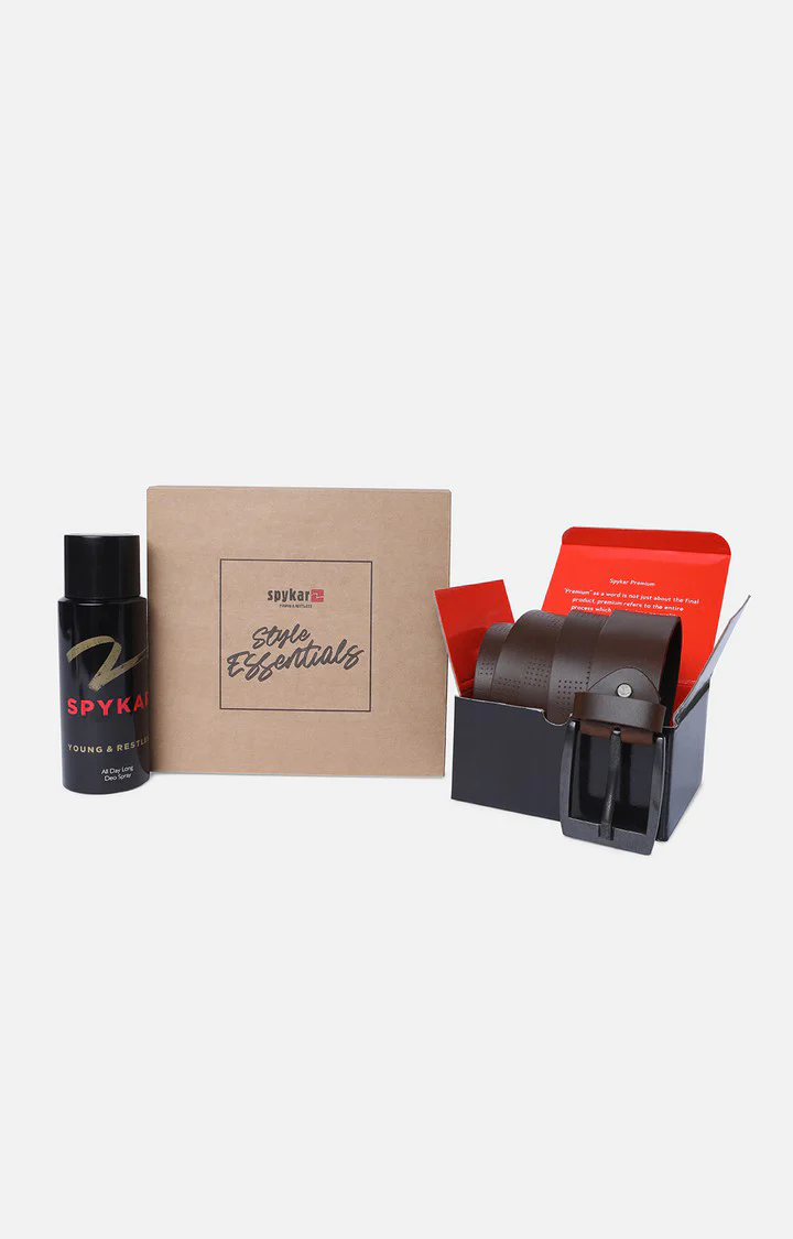 Brown Belt & Olive Deodorant Combo