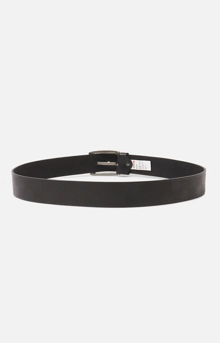 Men Black Genuine Leather Belt - Image 2