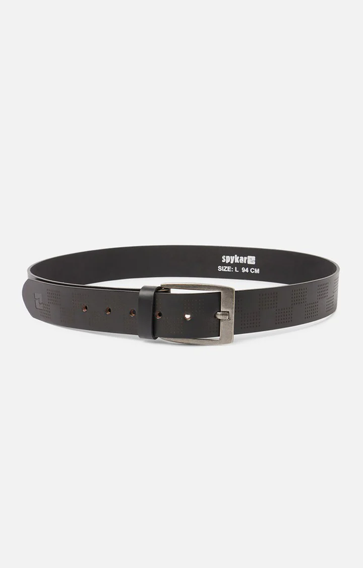 Men Black Genuine Leather Belt - Image 3