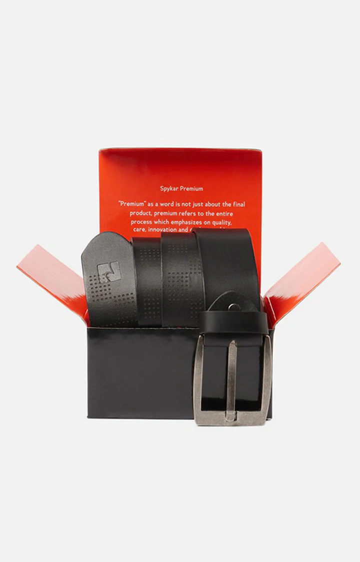 Men Black Genuine Leather Belt - Image 6