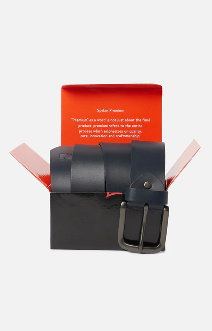Men Blue Genuine Leather Belt - Image 6