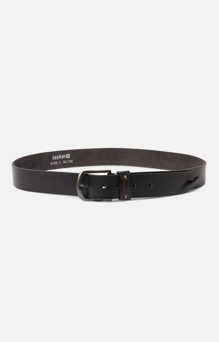 Men Black Genuine Leather Belt - Image 3