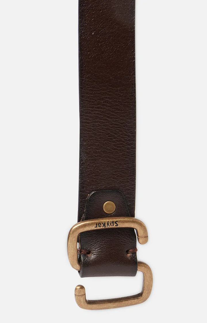 Men Maroon Genuine Leather Belt - Image 4
