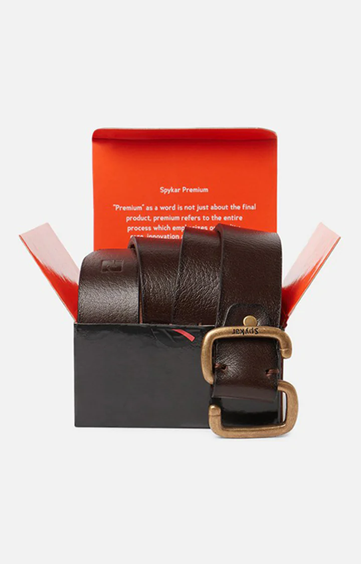 Men Maroon Genuine Leather Belt - Image 6