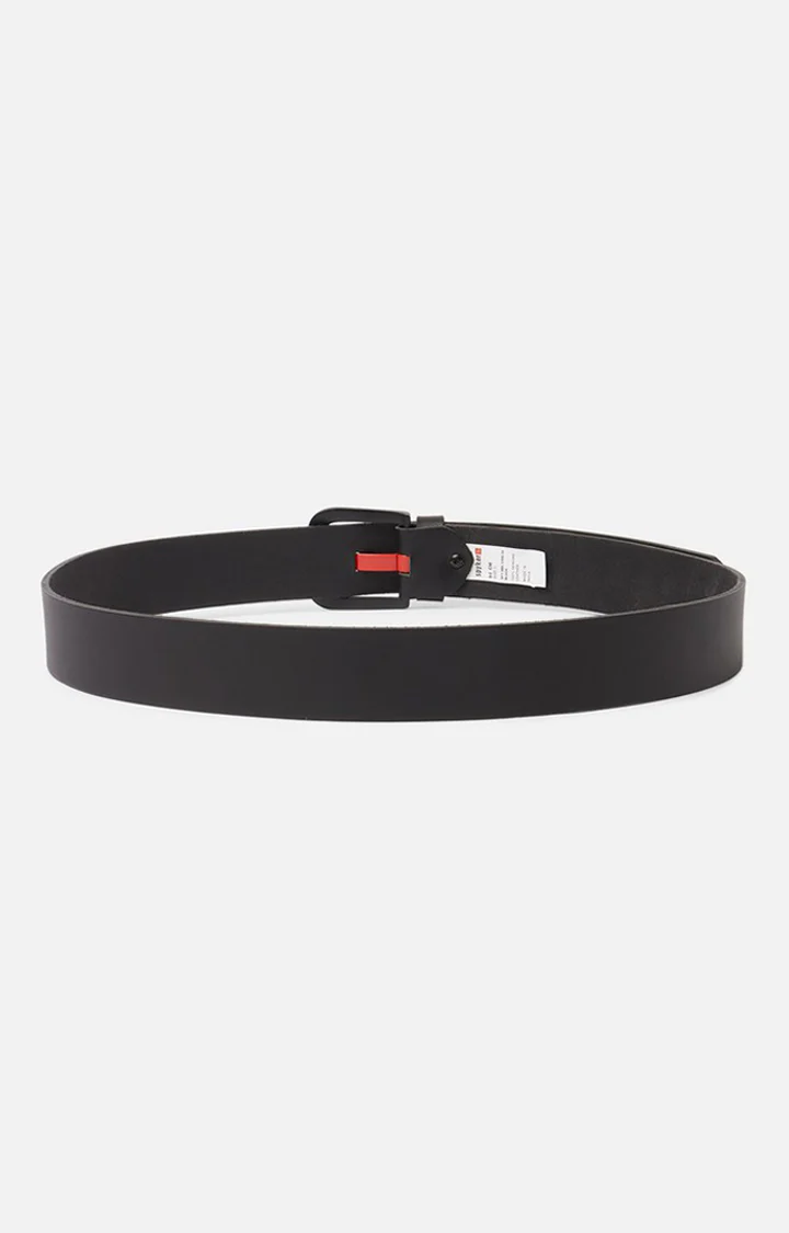 Men Black Genuine Leather Belt - Image 2