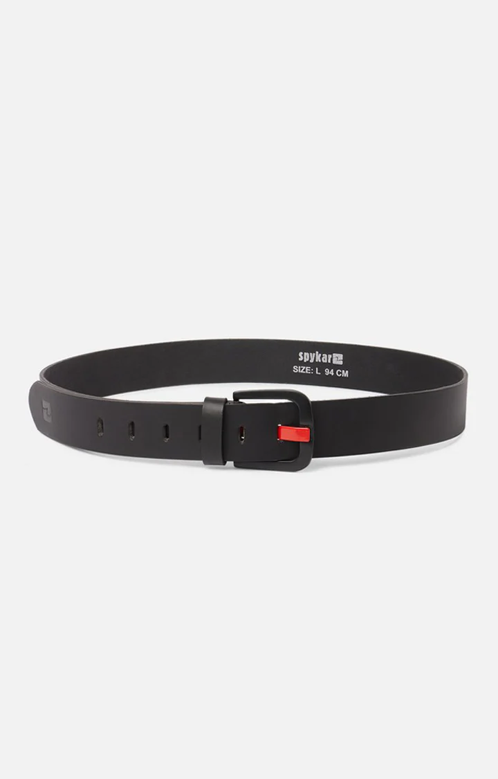 Men Black Genuine Leather Belt - Image 3