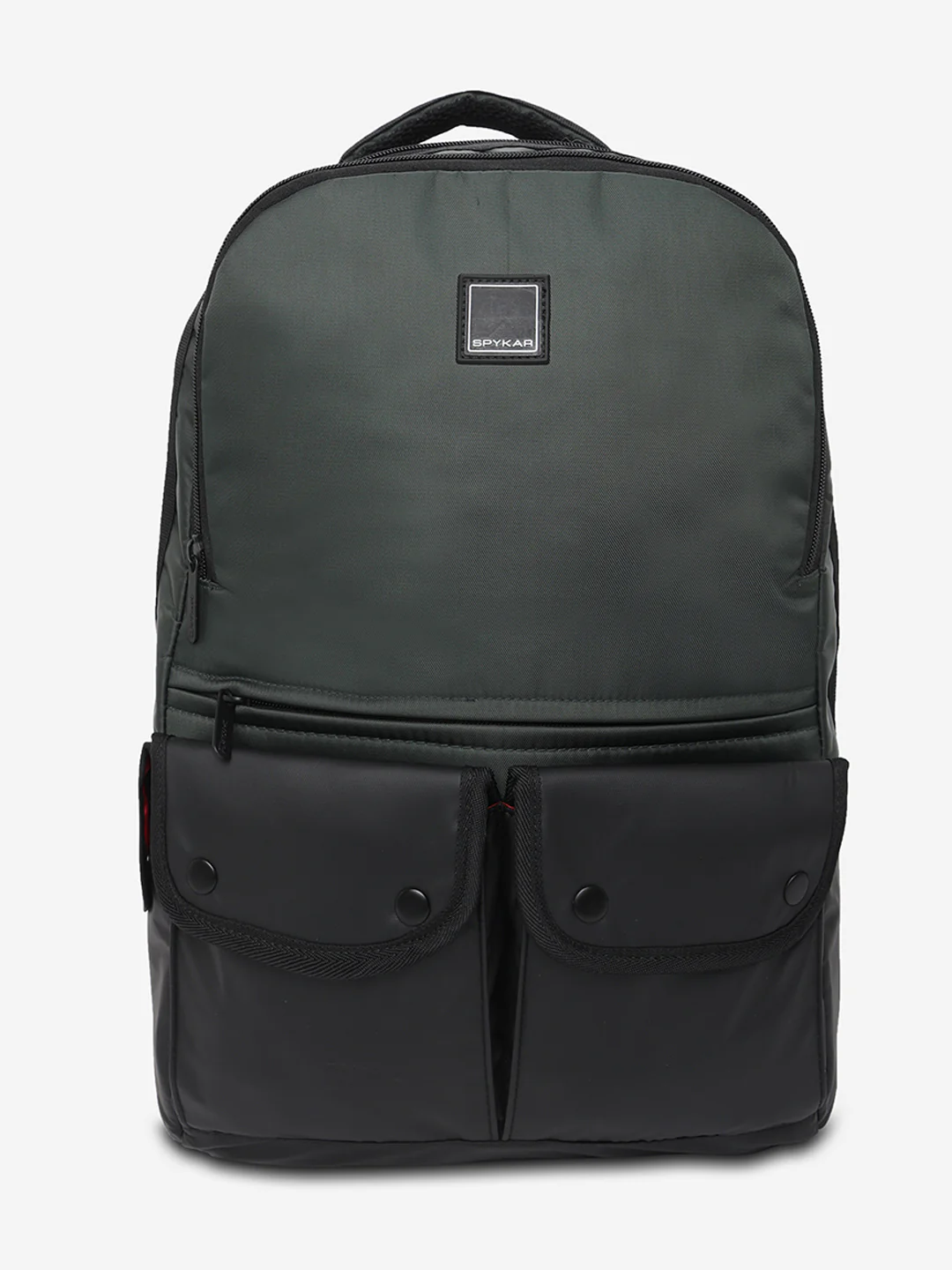 Unisex Black & Olive Polyester Backpack
