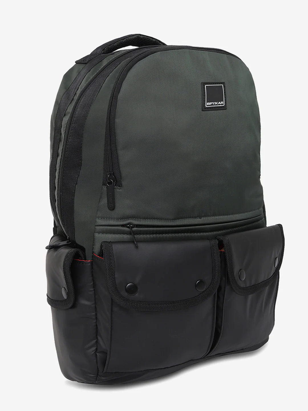 Unisex Black & Olive Polyester Backpack - Image 3