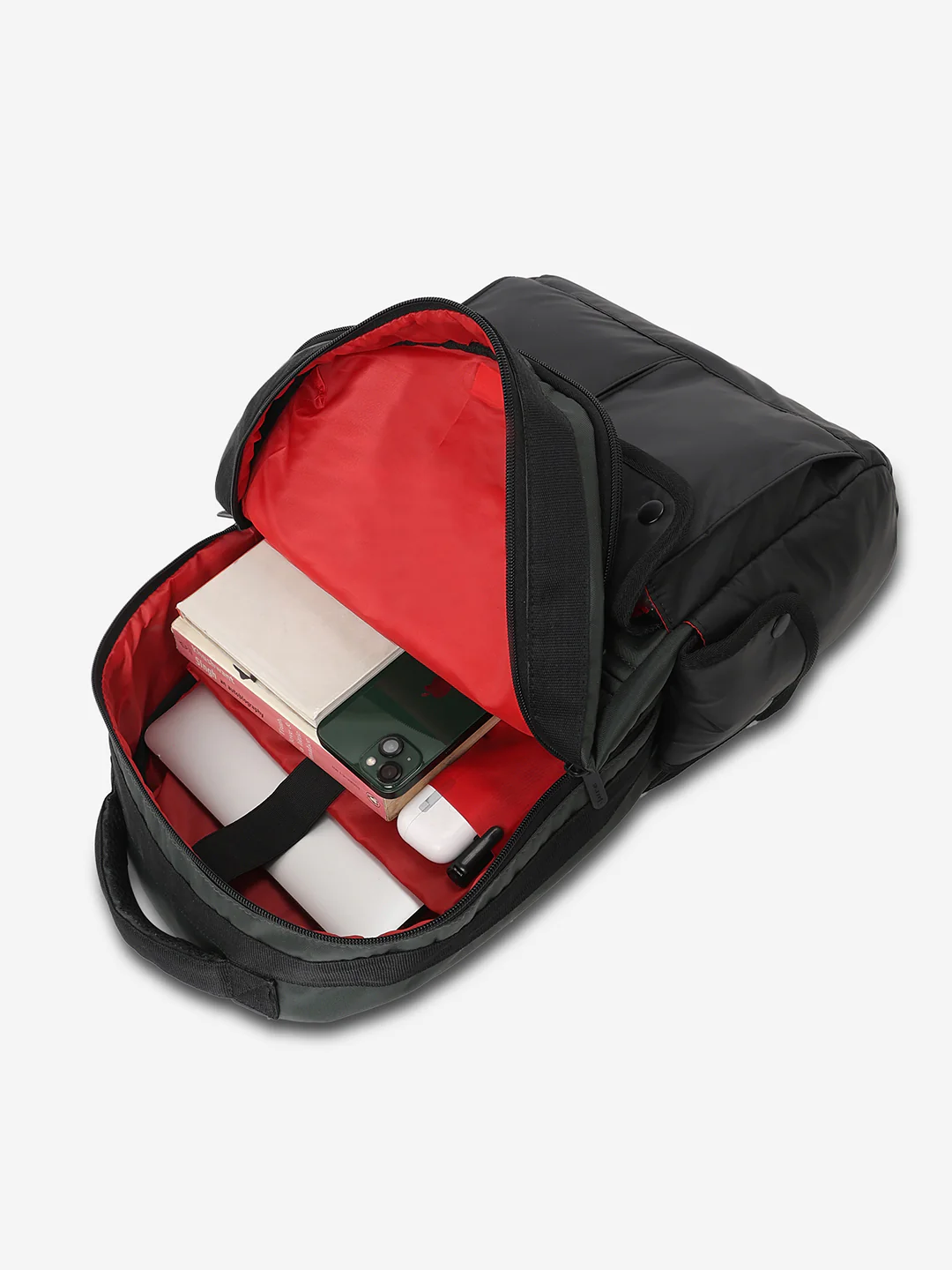 Unisex Black & Olive Polyester Backpack - Image 6