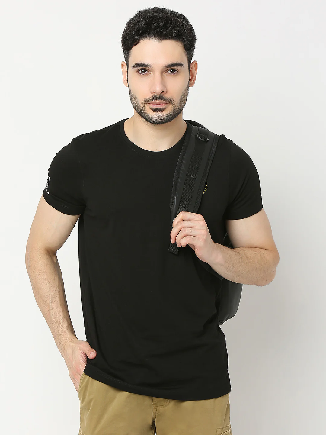 Unisex Black & Olive Polyester Backpack - Image 9