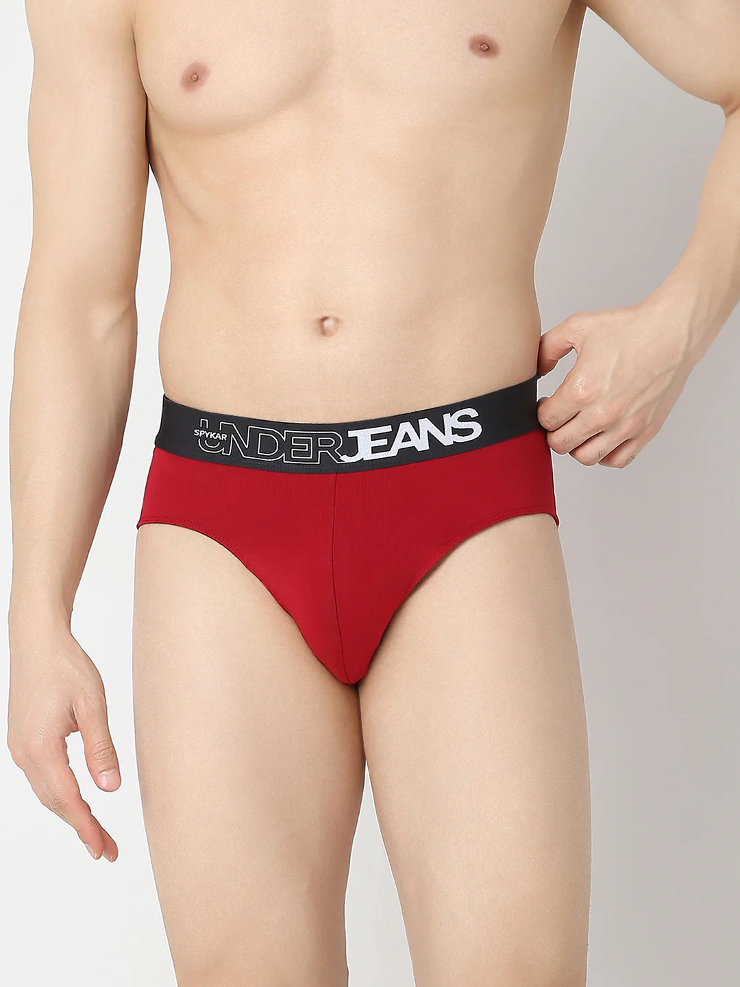 Underjeans Maroon & Dark Grey Brief - Image 2