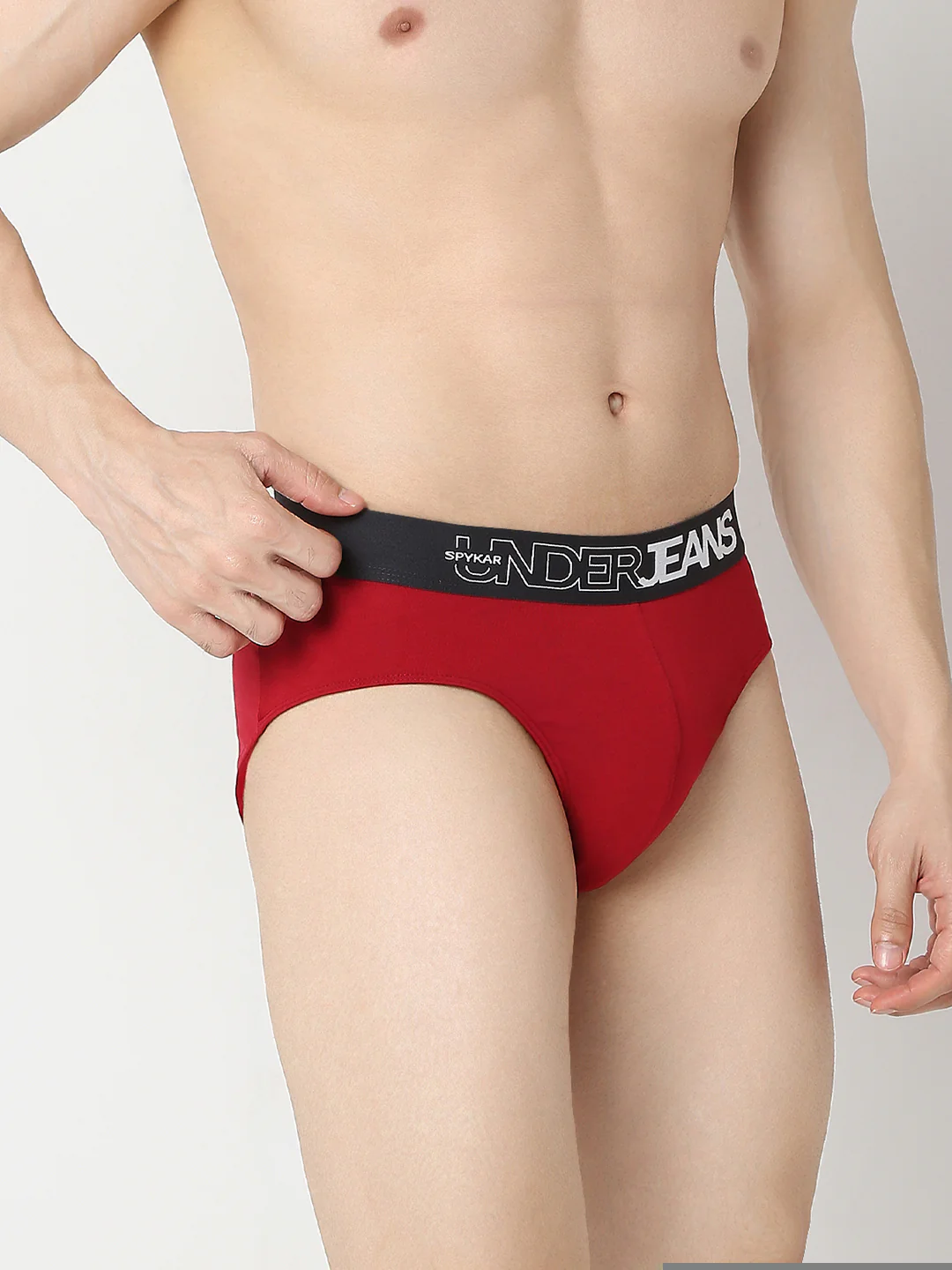 Underjeans Maroon & Dark Grey Brief - Image 4