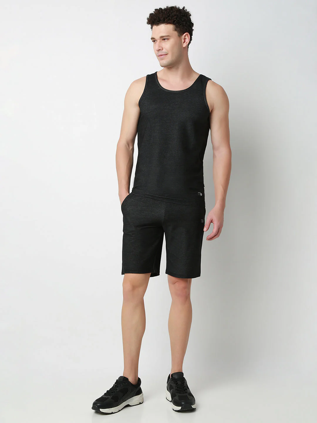 Underjeans Black Round Neck Solid Vest - Image 5