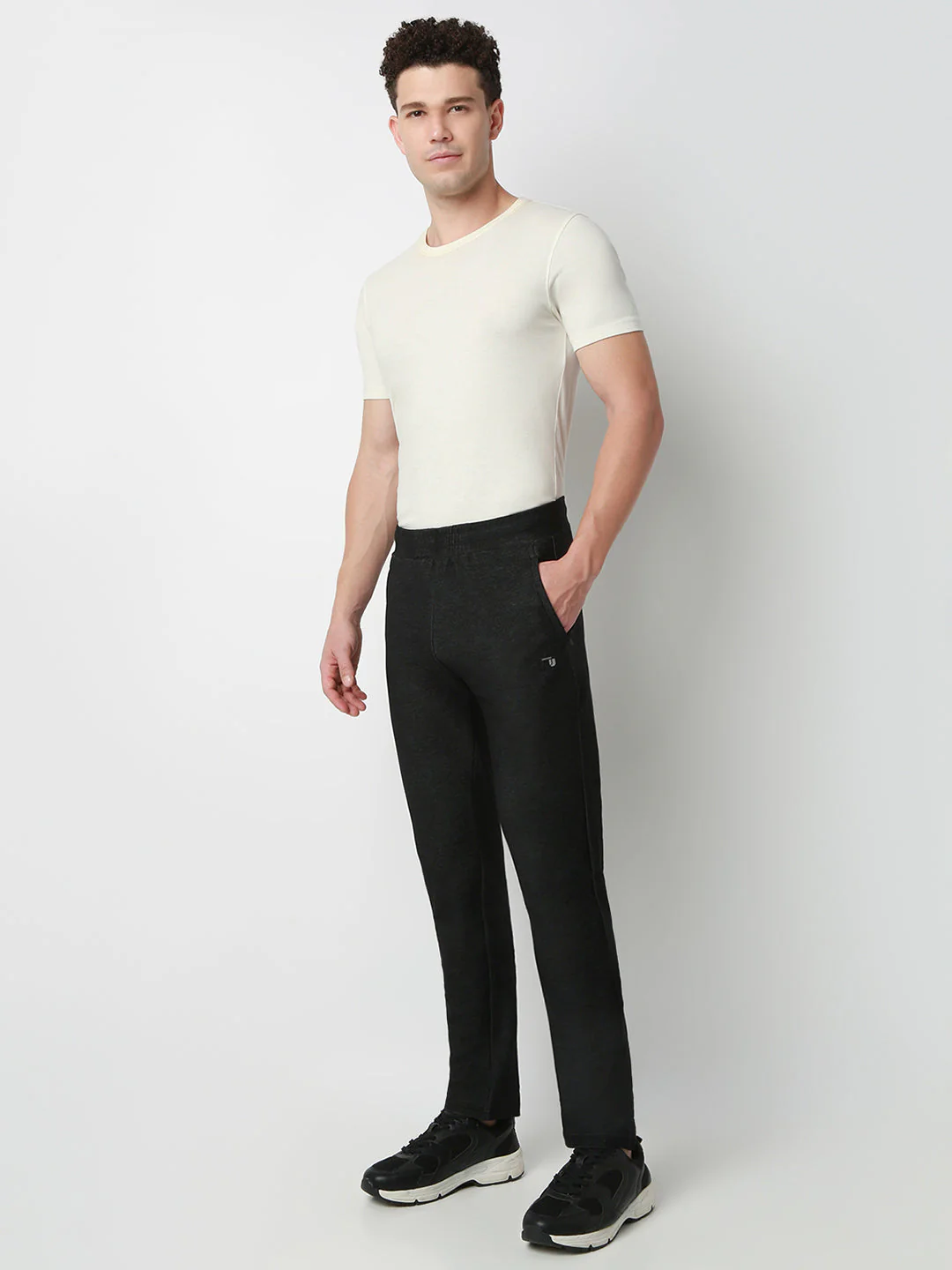 Underjeans Lounge Pant Slim Fit Black Mid-Rise