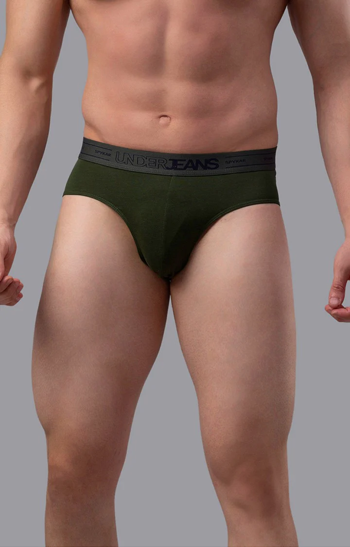 Underjeans Pack Of 2 Olive Cotton Briefs - Image 4