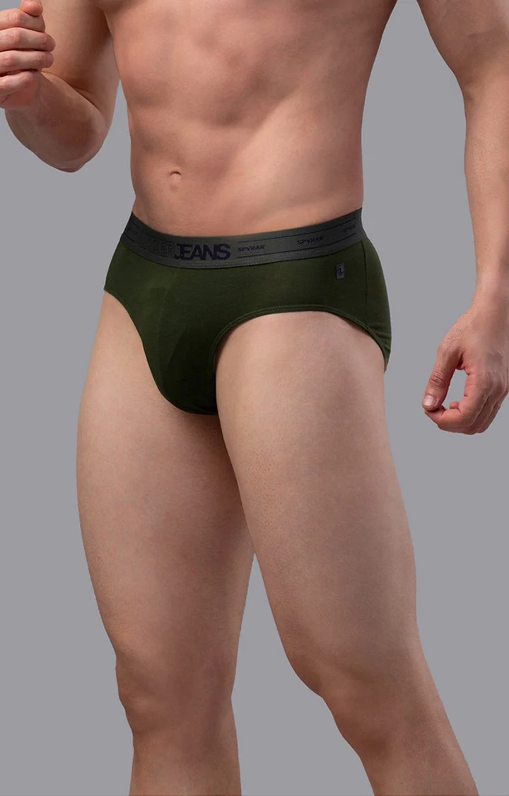 Underjeans Pack Of 2 Olive Cotton Briefs - Image 5