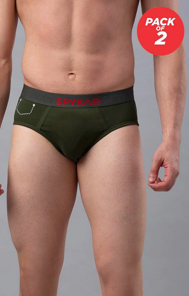 Underjeans Olive Regular Fit Brief - Image 2