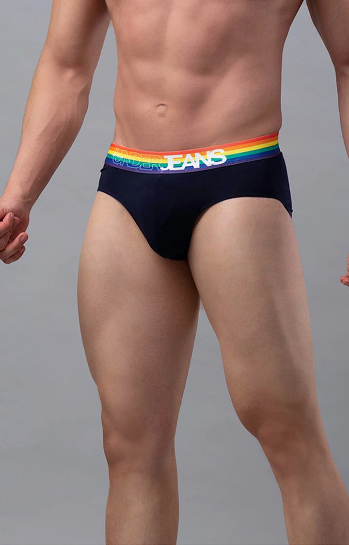 Underjeans Pack Of 2 Navy Multi Regular Fit Briefs - Image 6