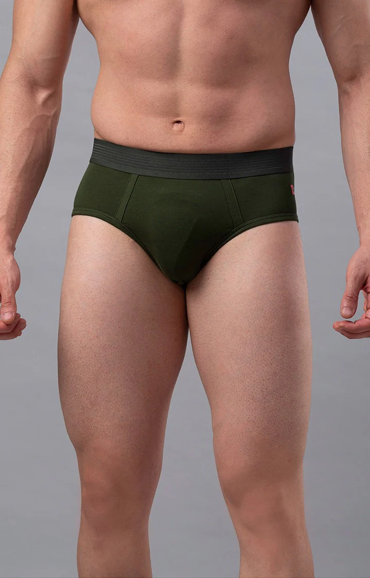 Underjeans Olive Cotton Brief - Image 2