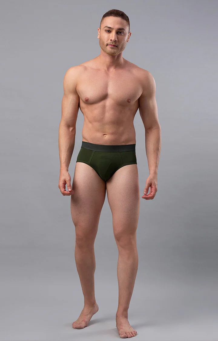 Underjeans Olive Cotton Brief - Image 3