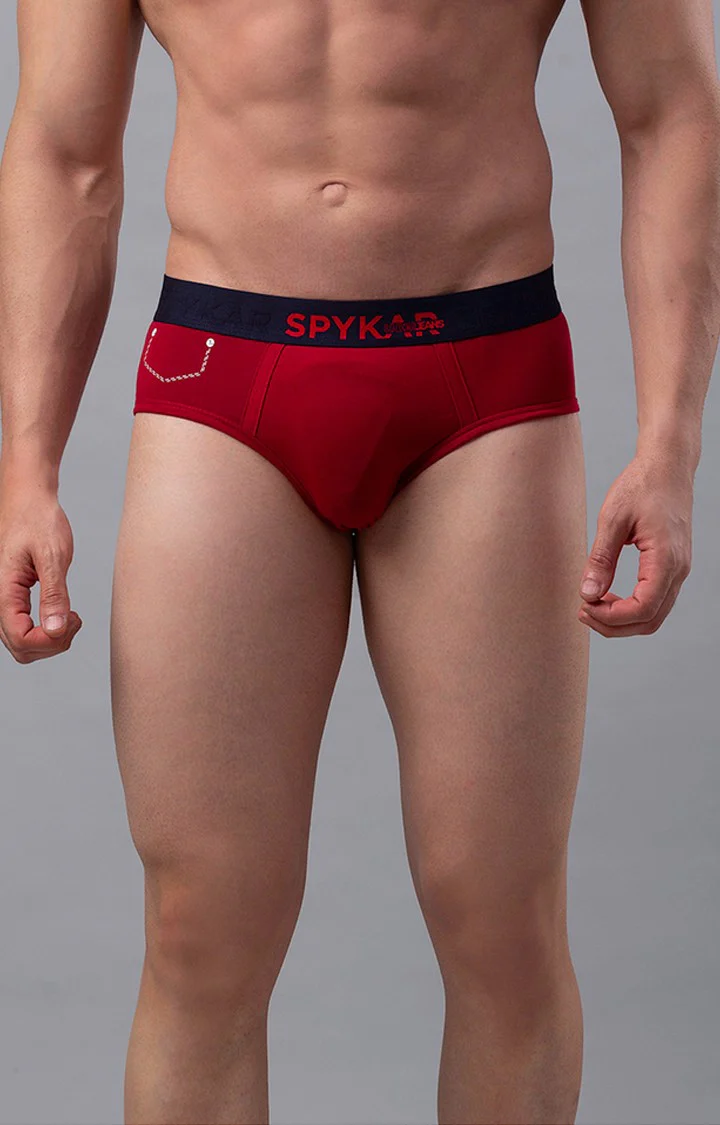 Underjeans Maroon Cotton Brief - Image 2