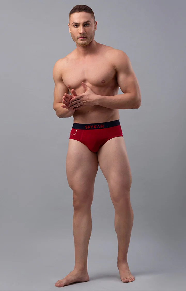 Underjeans Maroon Cotton Brief - Image 3