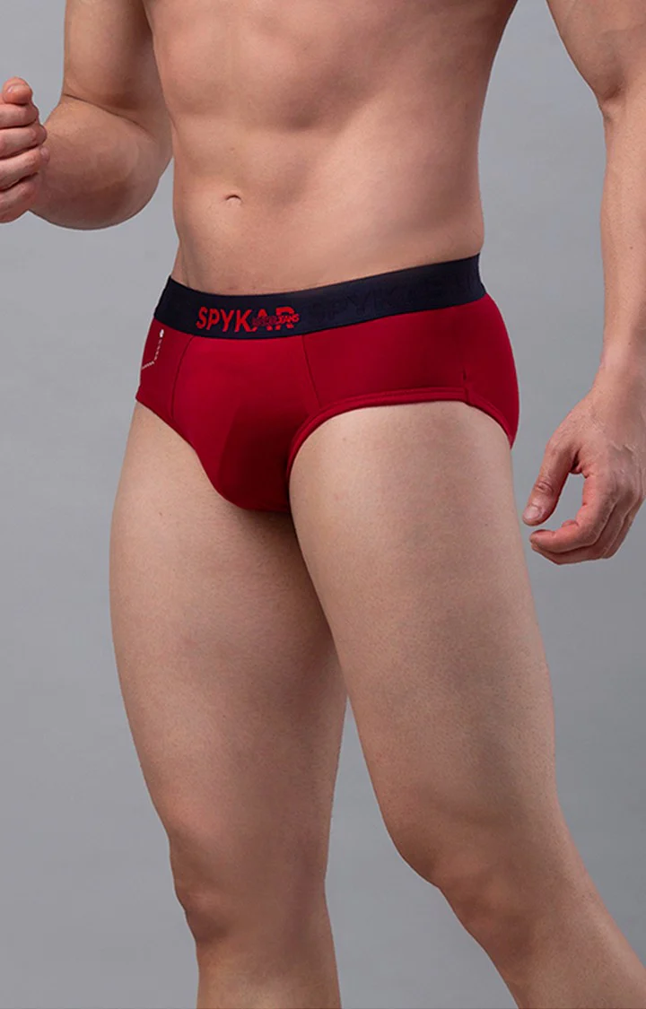 Underjeans Maroon Cotton Brief - Image 4