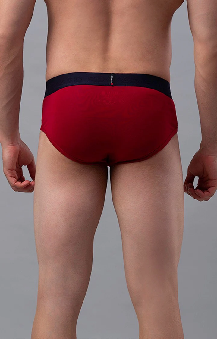 Underjeans Maroon Cotton Brief - Image 5