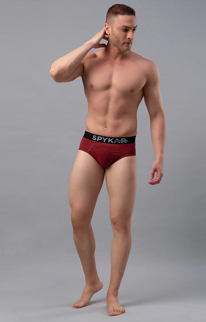 Underjeans Red Cotton Blend Brief