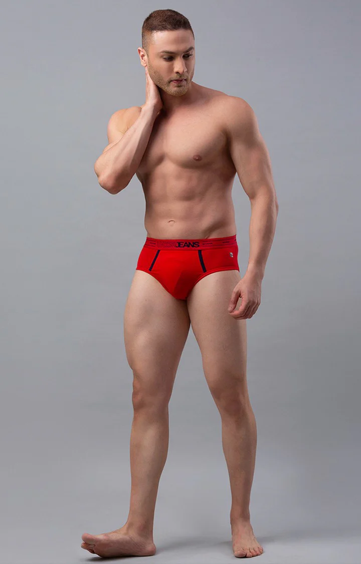 Underjeans Red Cotton Blend Brief - Image 3