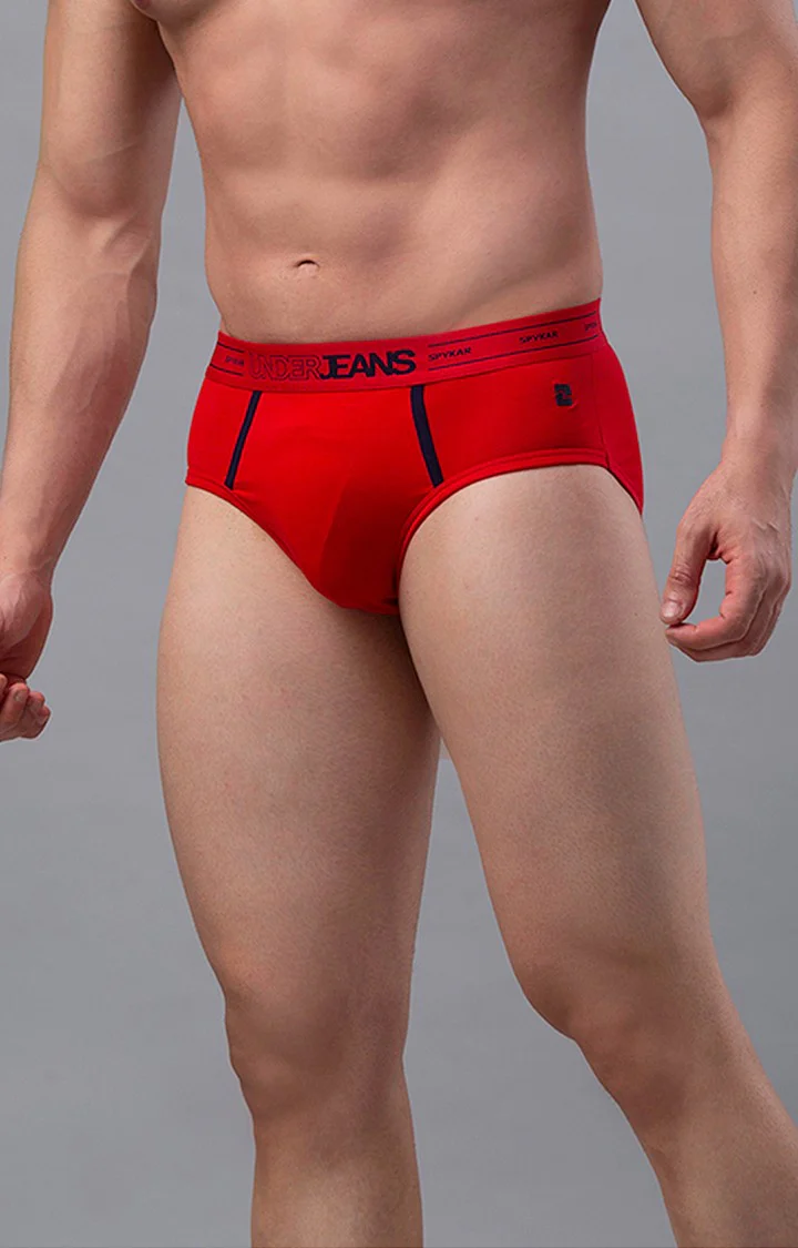 Underjeans Red Cotton Blend Brief - Image 4