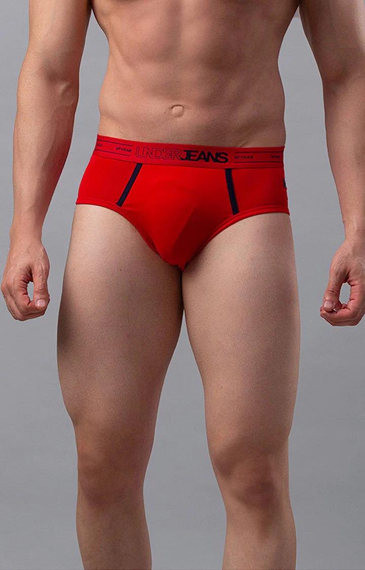 Underjeans Red Cotton Blend Brief - Image 7
