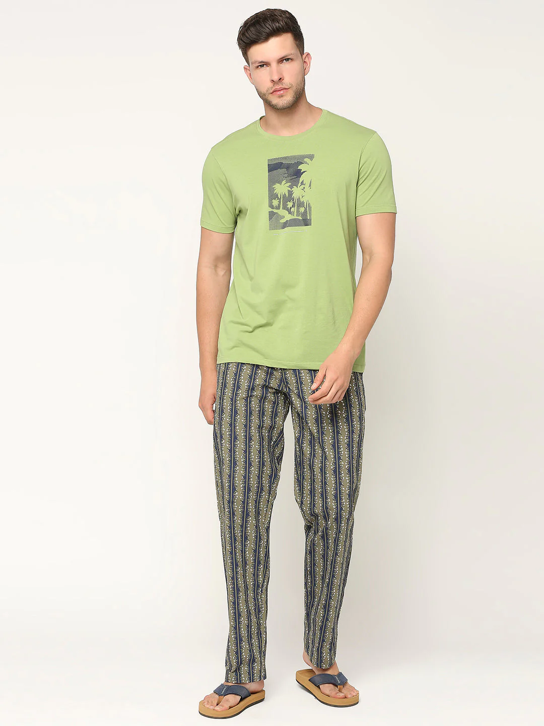 Underjeans Pyjama Regular Fit Print Olive & Navy - Image 5
