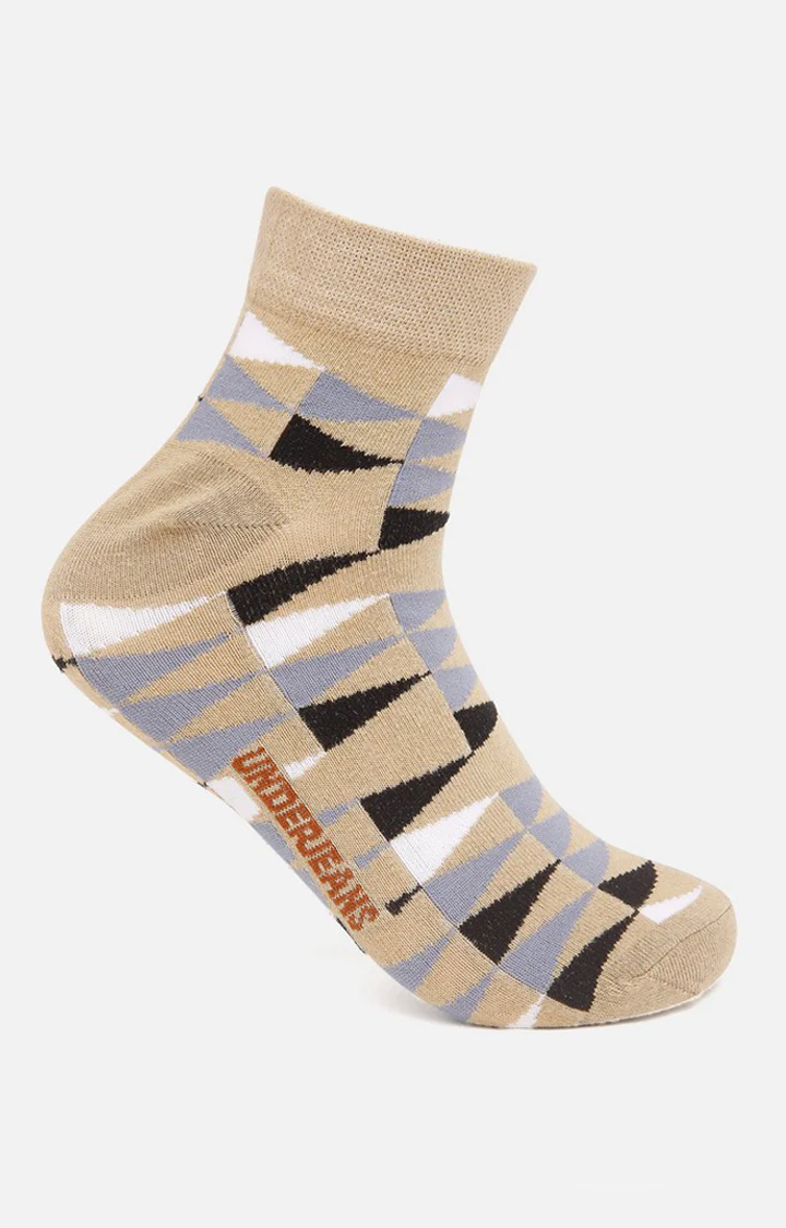 Underjeans Pack Of 2 Men Beige Ankle Length Socks
