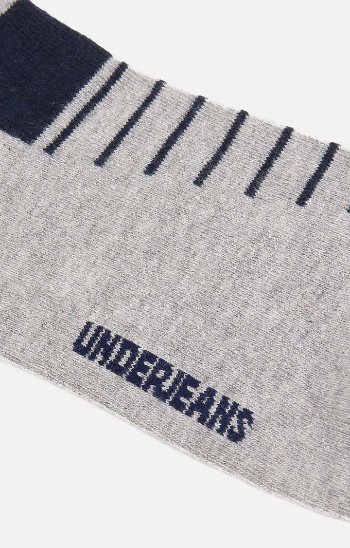 Underjeans Pack Of 2 Men Grey Ankle Length Socks - Image 5