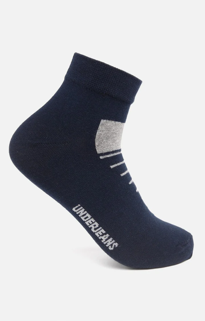 Underjeans Pack Of 2 Men Navy Ankle Length Socks