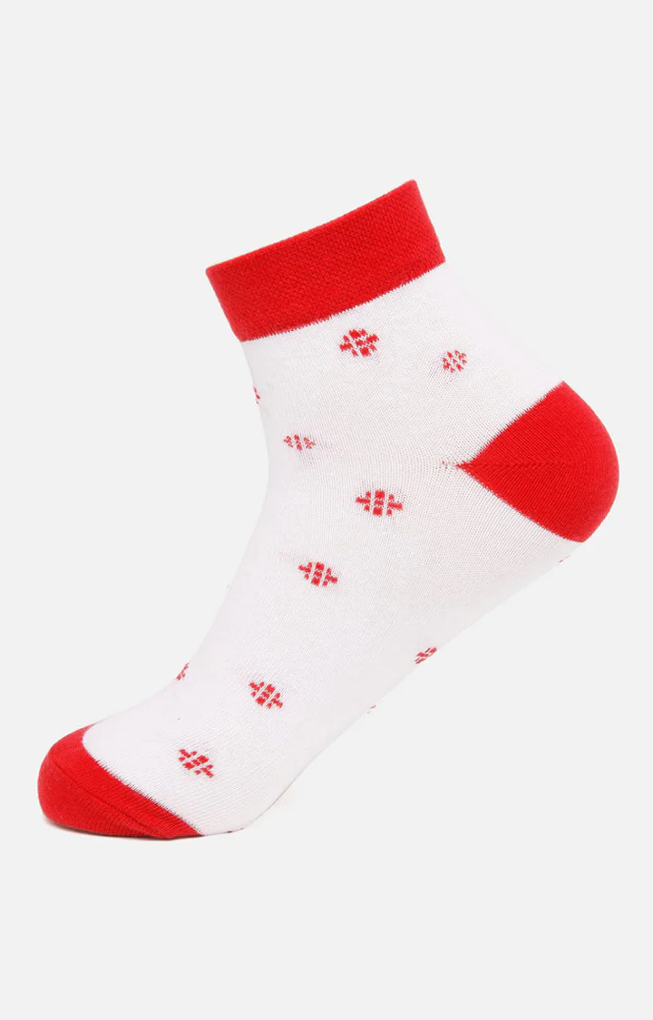 Underjeans Pack Of 2 Men White-Red Ankle Length Socks - Image 2