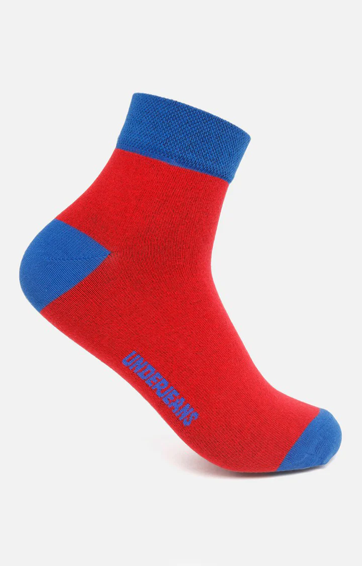 Underjeans Pack Of 2 Men Red Blue Ankle Length Socks