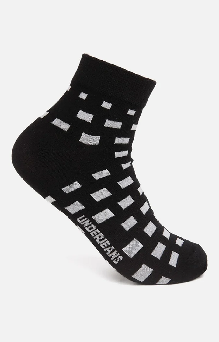 Underjeans Pack Of 2 Men Black White Ankle Length Socks