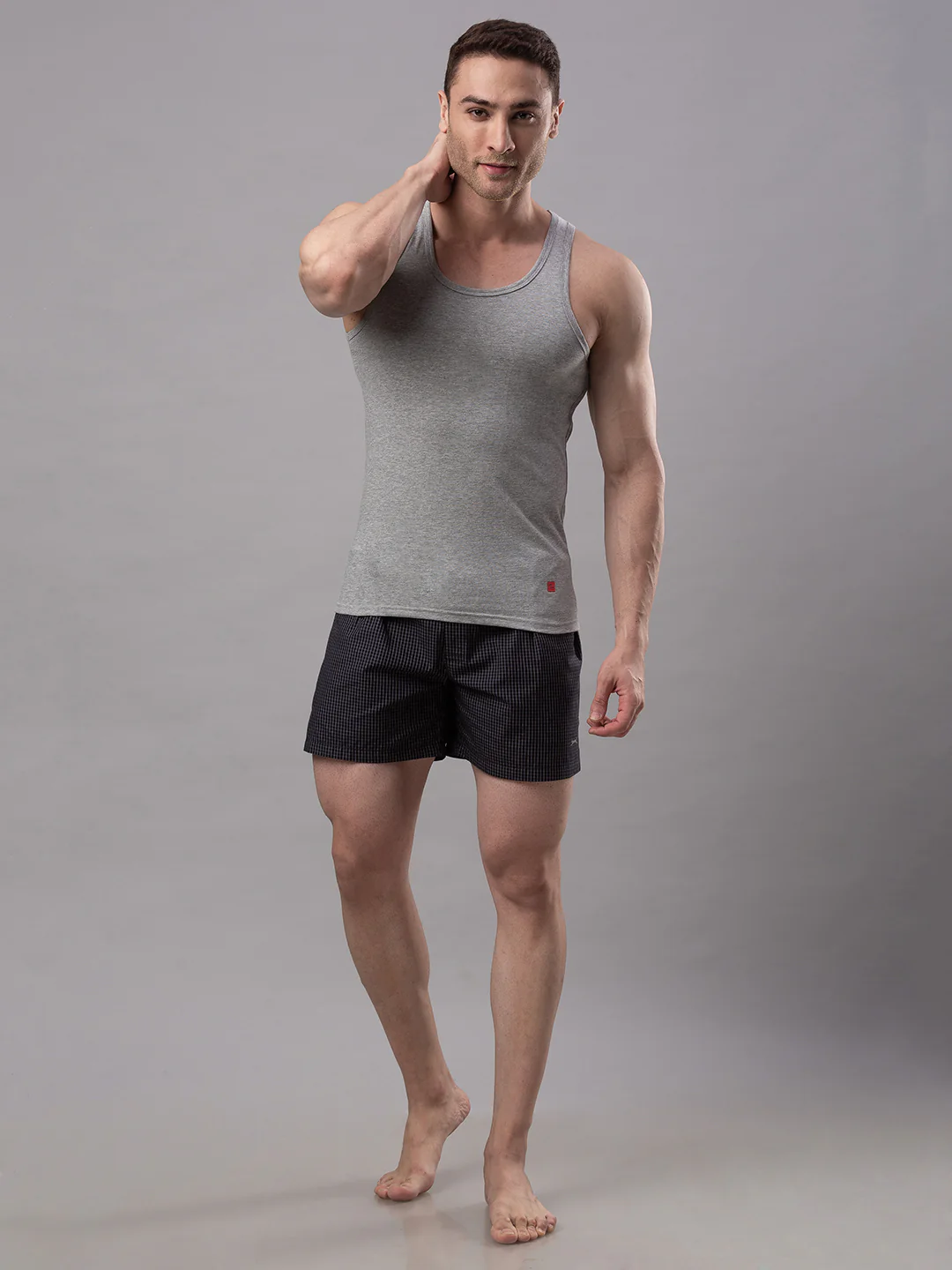Underjeans Grey Cotton Round Neck Vest - Image 5