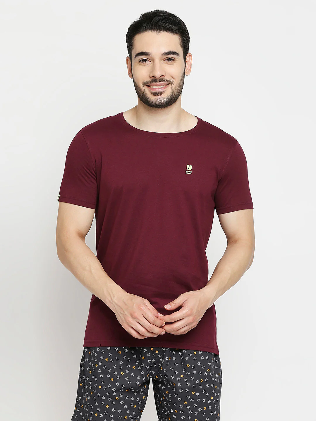 Underjeans Pack Of 2 T-Shirts White & Wine Regular Fit - Image 3