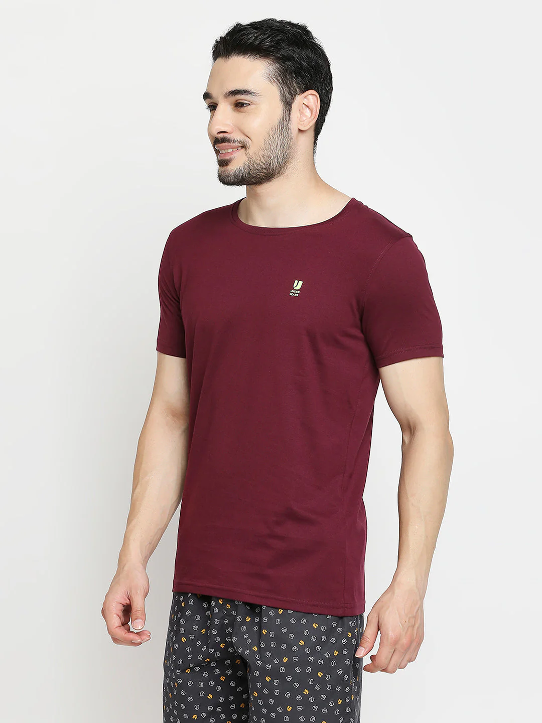 Underjeans Pack Of 2 T-Shirts White & Wine Regular Fit - Image 5